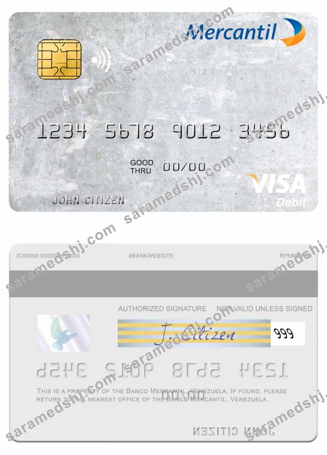 Venezuela Banco Mercantil visa debit card